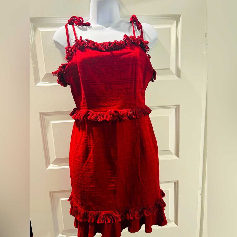 Skylar + Madison Maroon Fringe Mini Dress